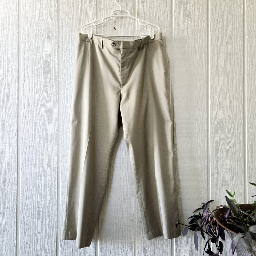 SAVANE Khaki Trousers Straight Leg Pockets Career Business Casual Tan sz 40x30